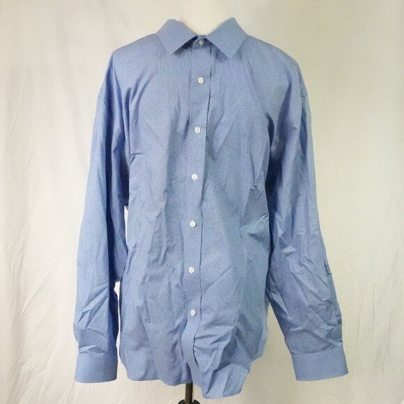 LNC 18-18 ½ 34/35 Classic Fit 2X Long Sleeve Premium Cotton Blue Checkered - Picture 2 of 6